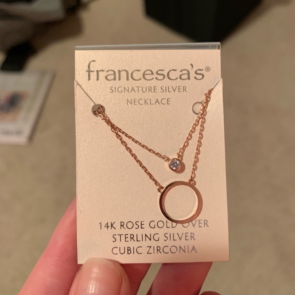 rose gold sterling silver cubic zirconia necklace